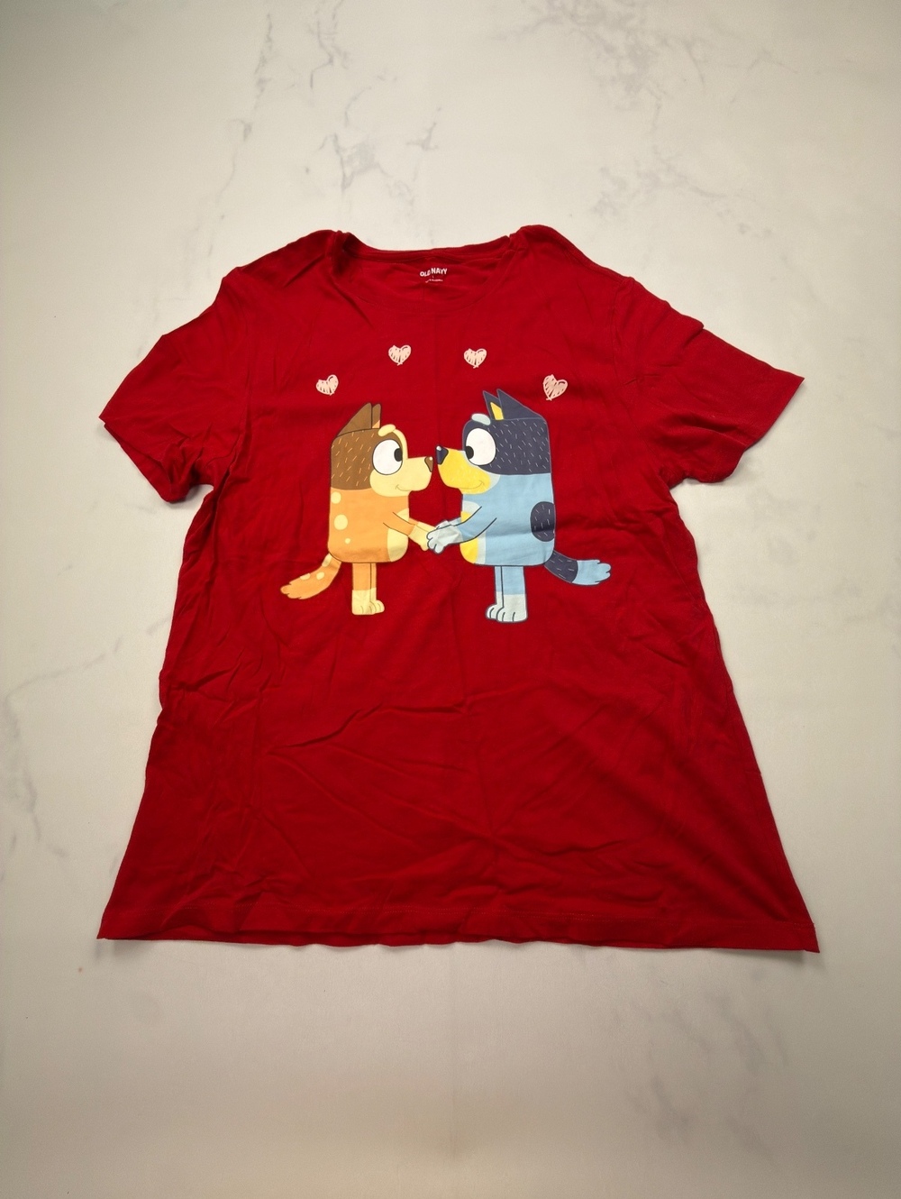 Old Navy Bluey Graphic Tee Red 2010s Statement Piece - Womens L